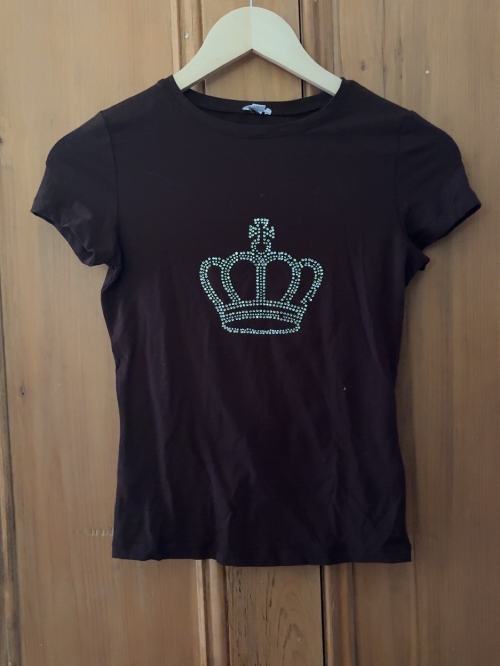 Garage Brown Short Sleeve Tee with Rhinestone Crown